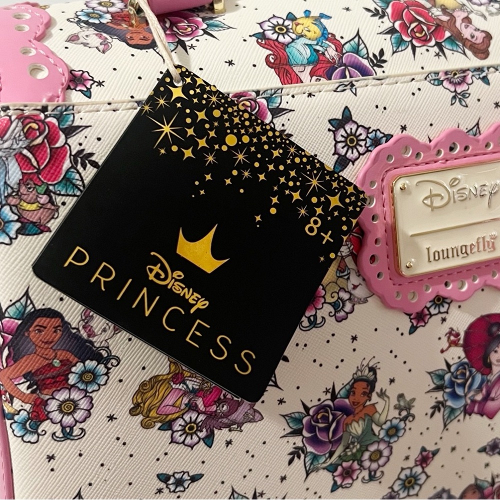 Disney Princess Floral Tattoo Pattern Crossbody Bag by Loungefly - Picture 6 of 6